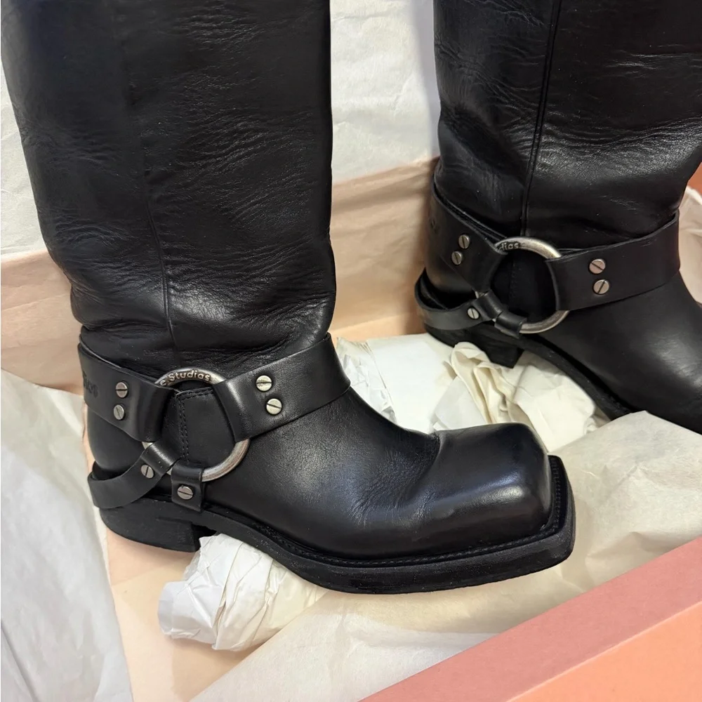 Acne Studios Leather Buckle Boots - Picture 3 of 9